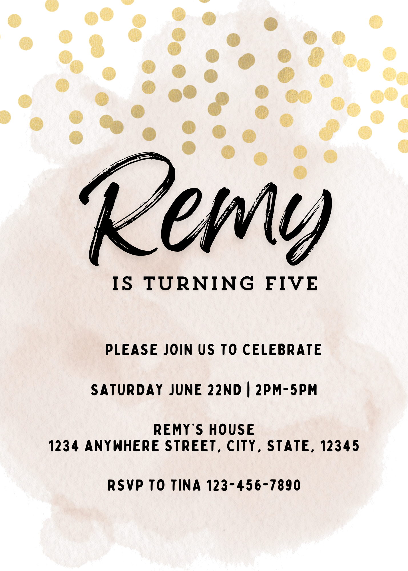 Pink Gold Glitter Birthday Invitation Template | Digital Download | Editable Canva Template | Instant Printable Invite