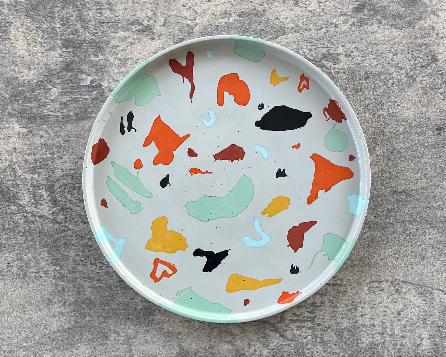 Large Circle Tray | Grey + Orange
