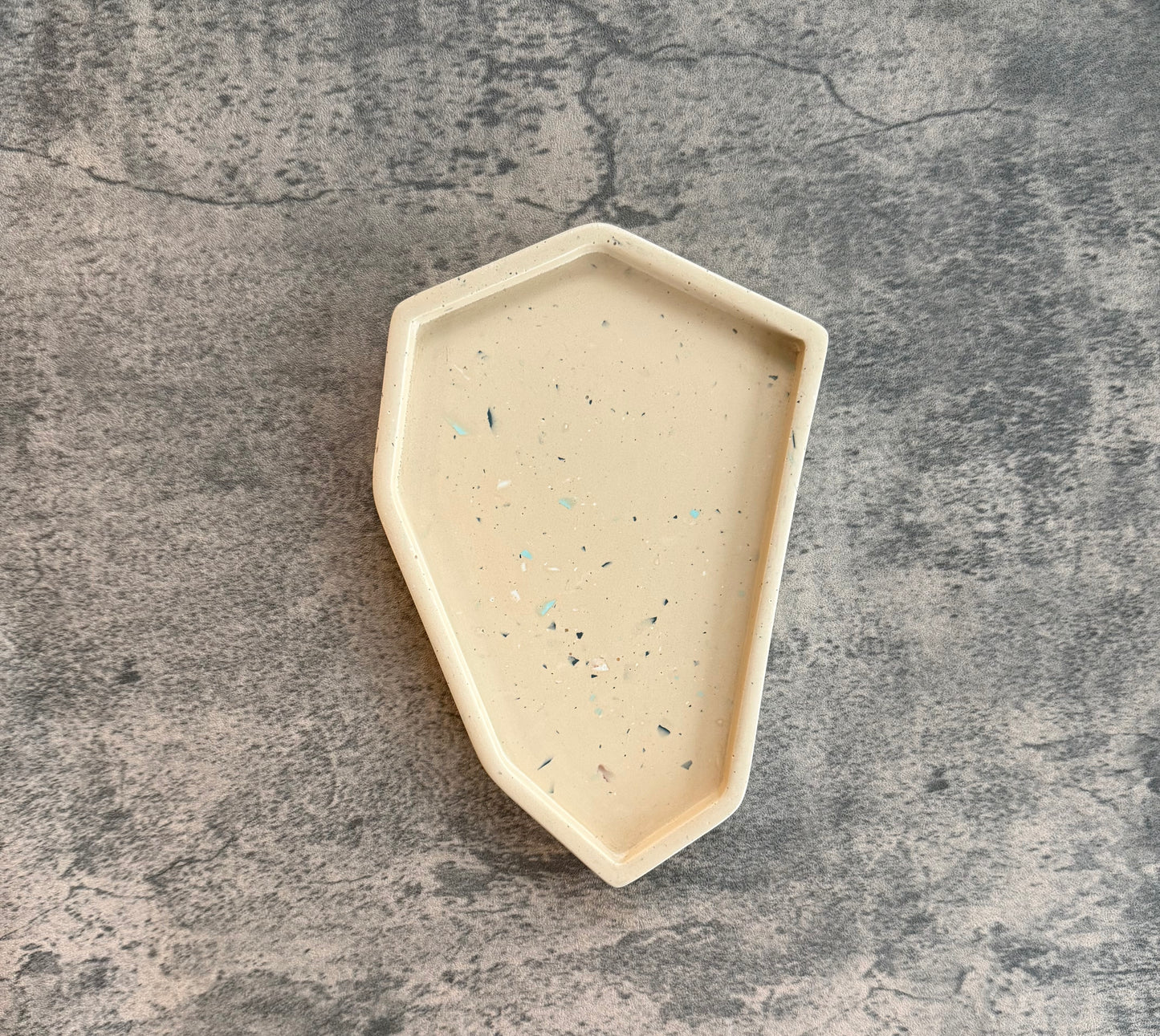 Medium Abstract Tray | Tan & Aqua Terrazzo