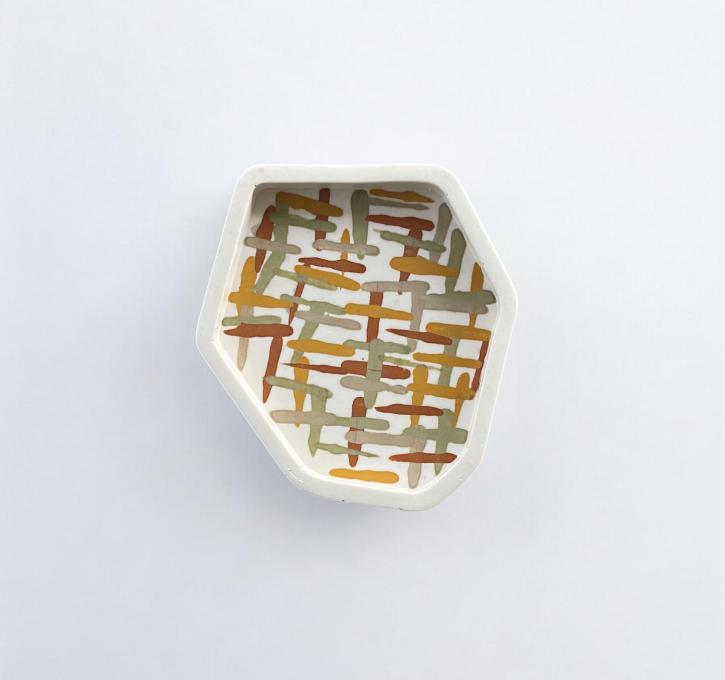 Small Abstract Trinket | Off White, Green, Orange