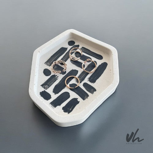 Small Abstract Trinket | Black & White Abstract Design