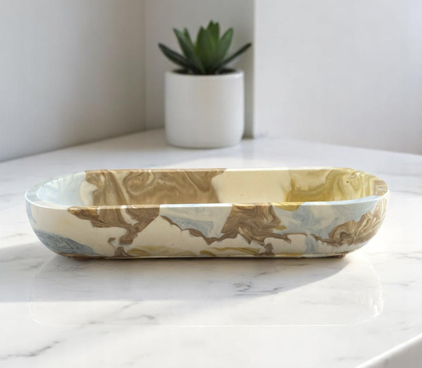 Accent Bowl | Blue Caramel Swirl Effect