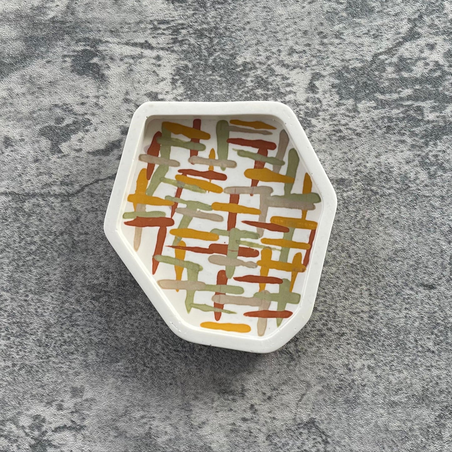 Small Abstract Trinket | Off White, Green, Orange