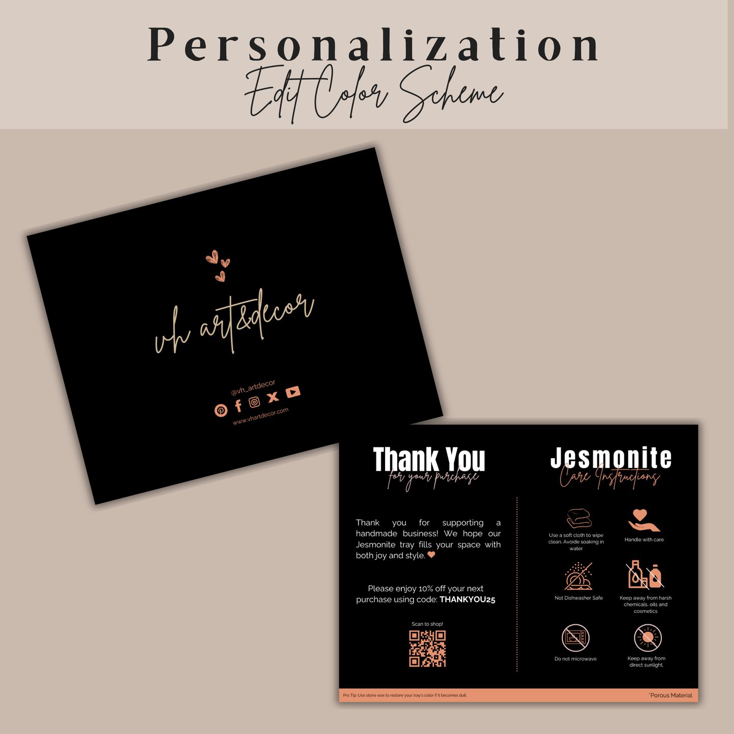 Jesmonite Care Card | Care Card Template | Jesmonite Instructions