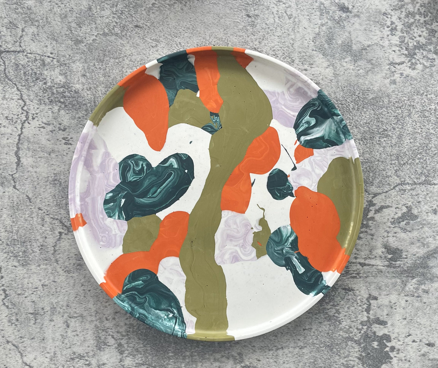 Large Circle Tray | Green, White, Orange