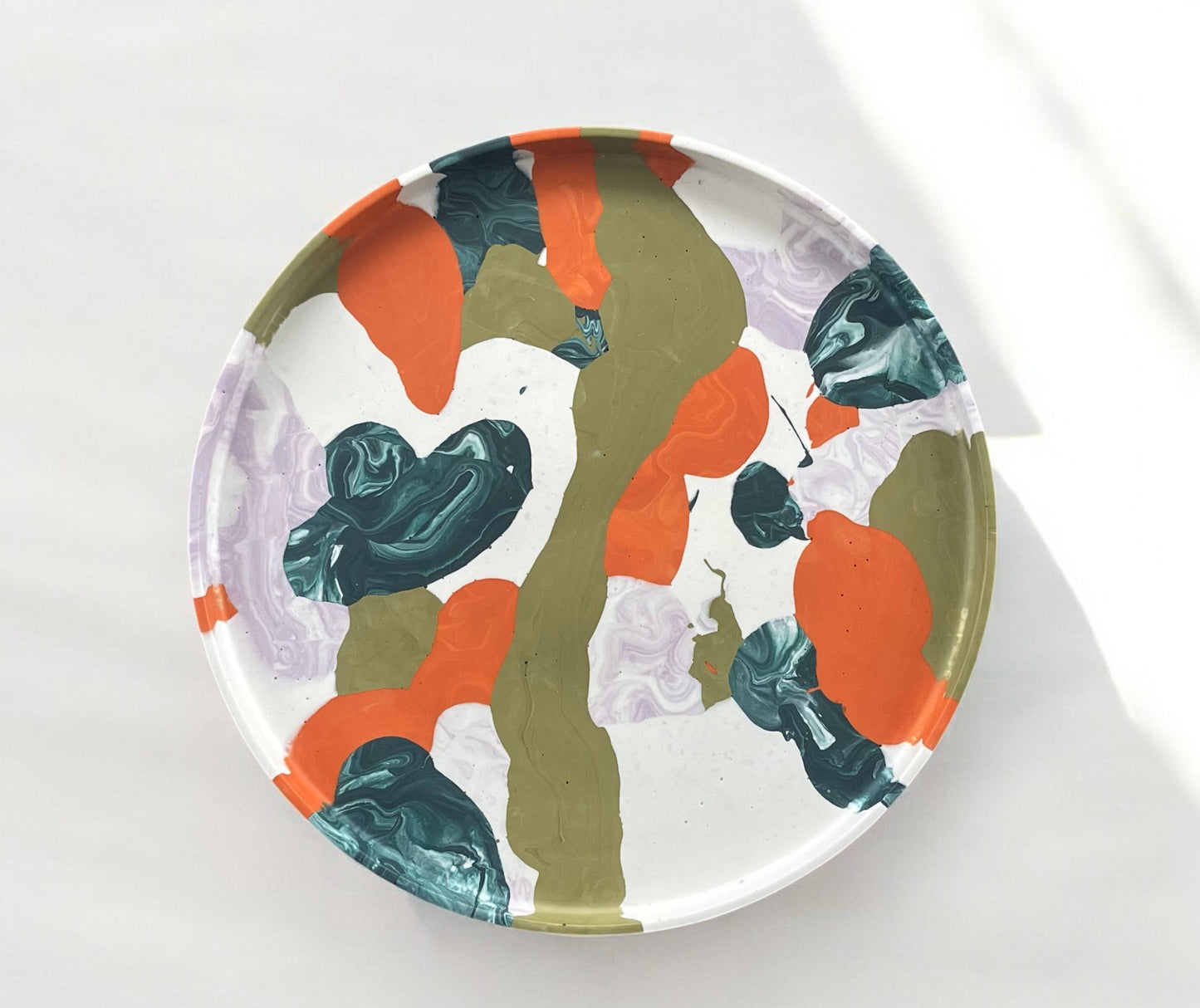 Large Circle Tray | Green, White, Orange