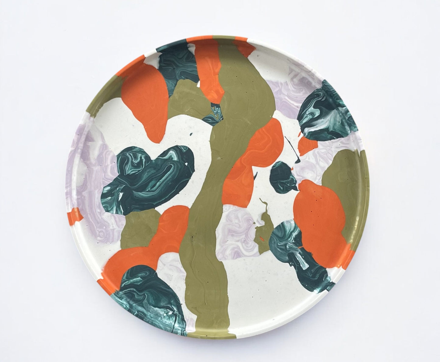 Large Circle Tray | Green, White, Orange