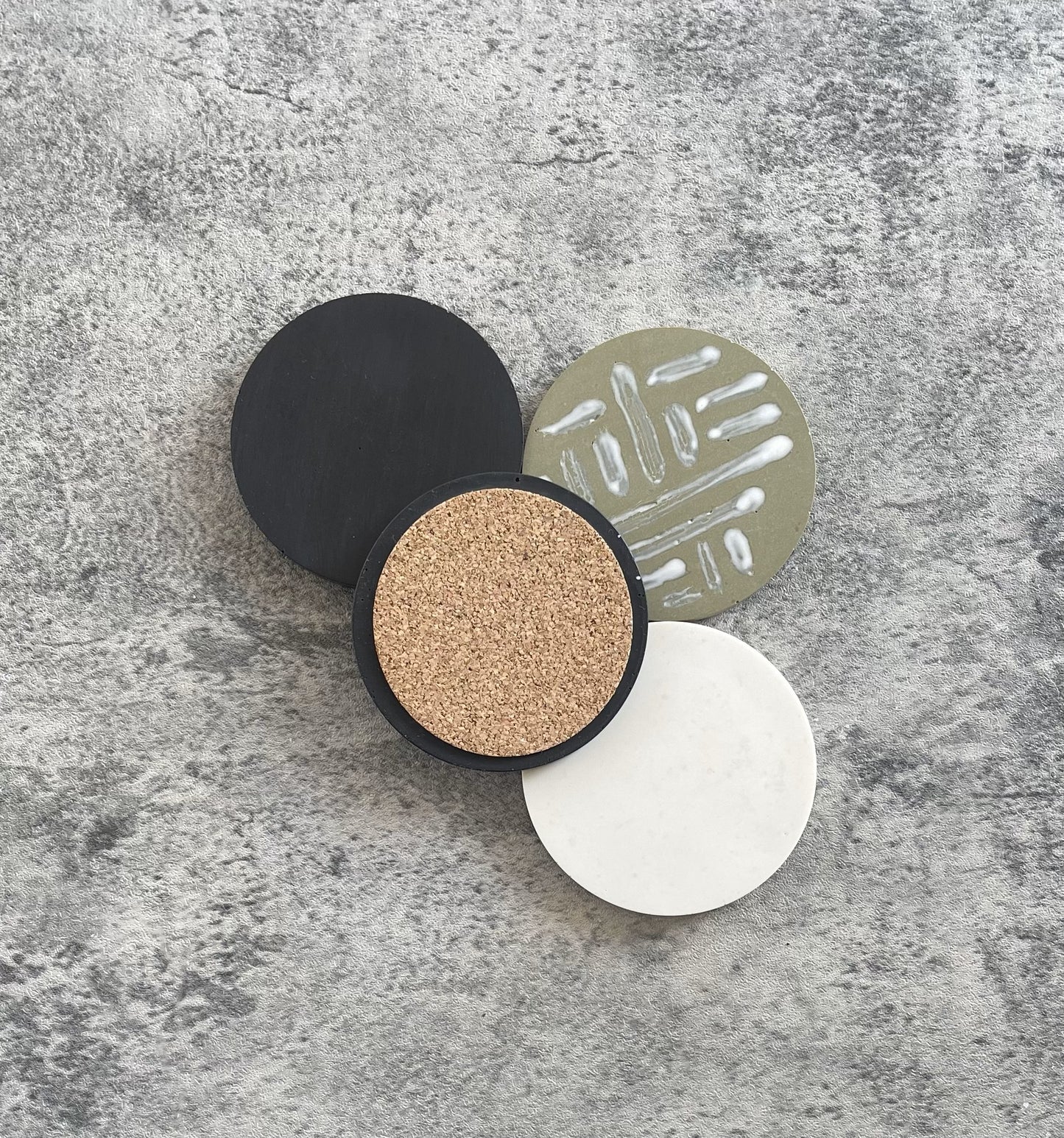 Jesmonite Coaster Set of 4 | Black & Green