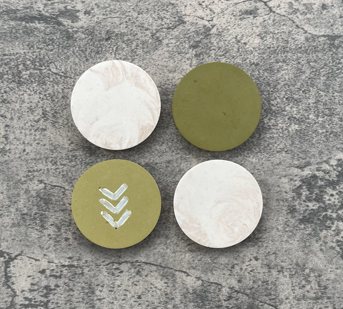 Jesmonite Coaster Set of 4 | Green & Brown