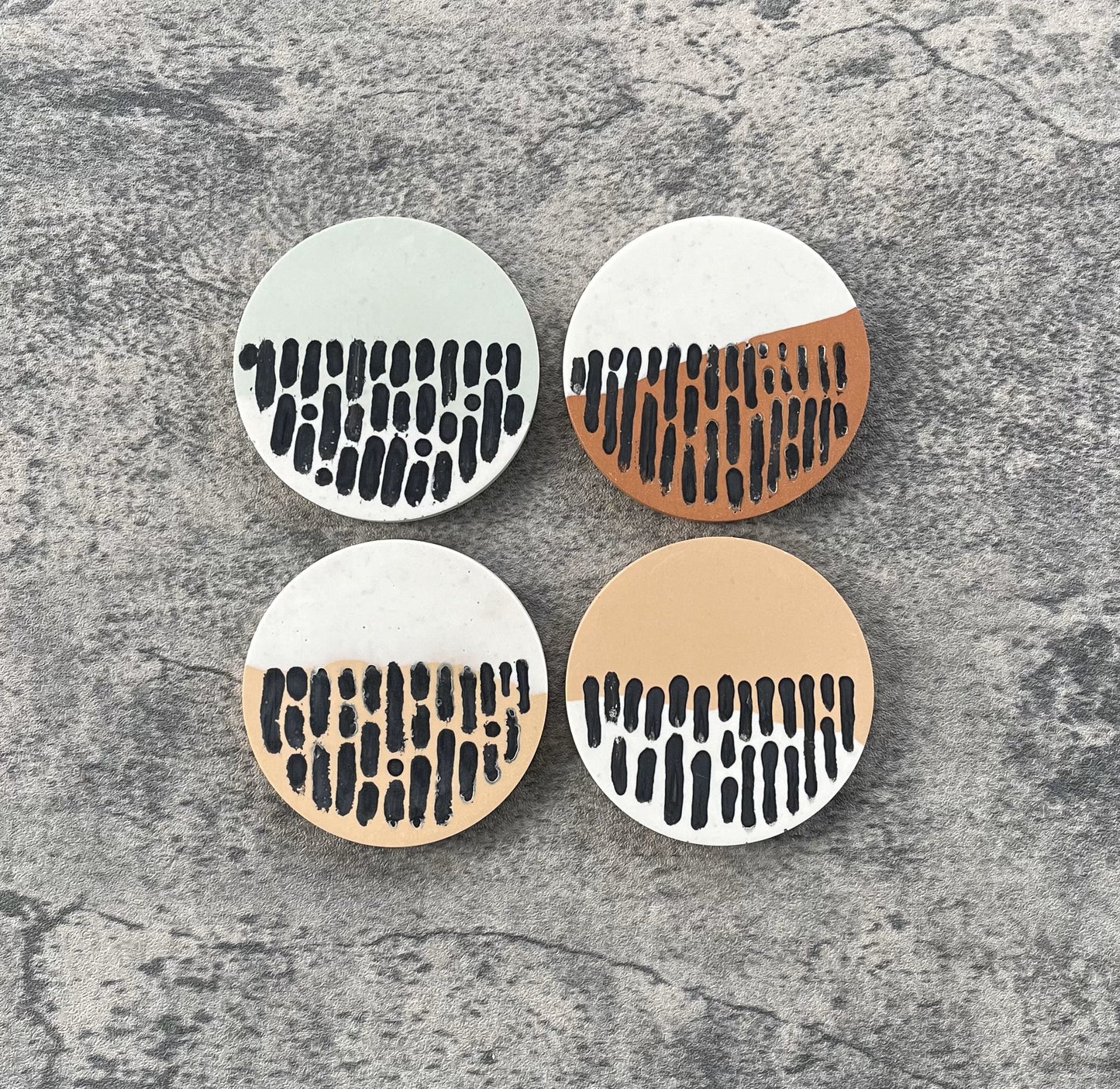 Jesmonite Coaster Set of 4 | Black, Terracotta, Mint, Orange