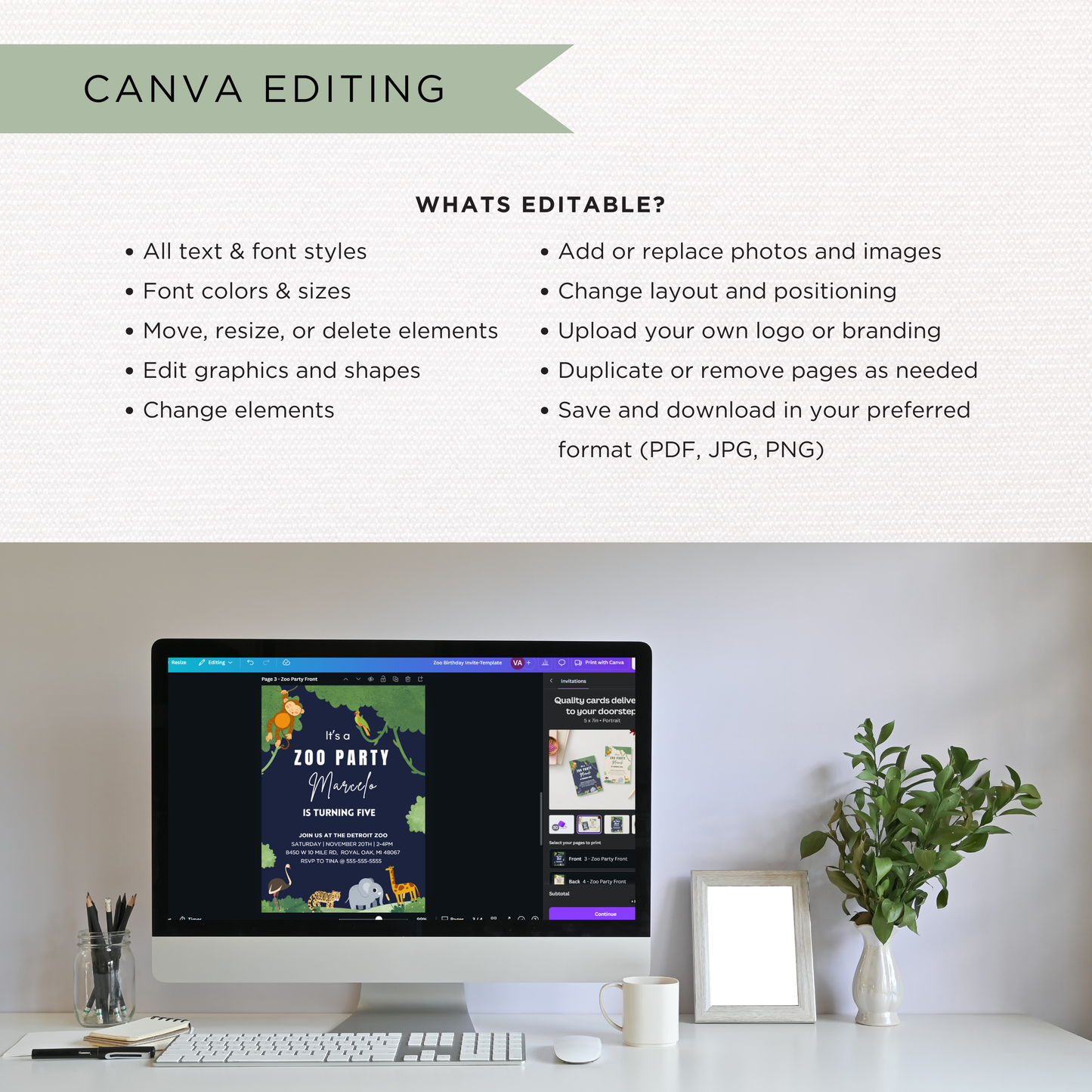 Zoo Birthday Invite | Canva Template