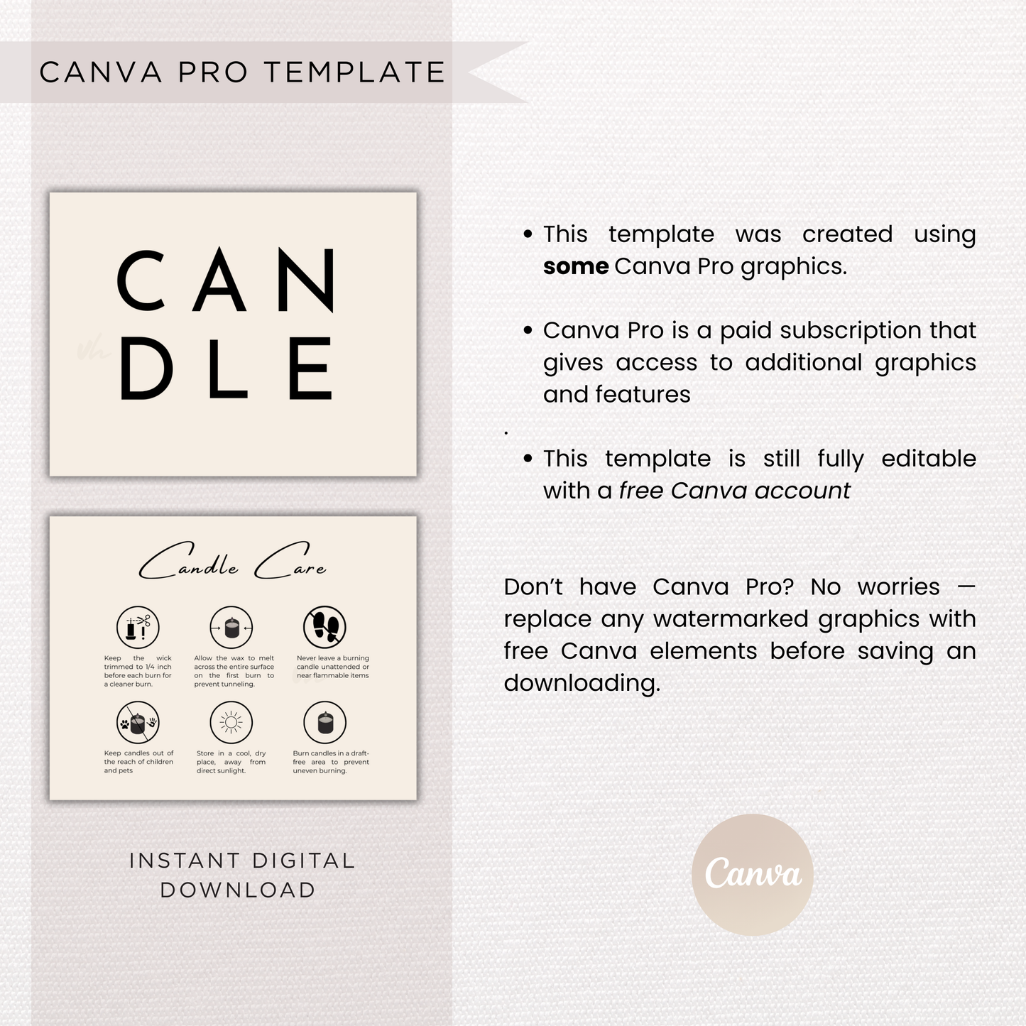 Candle Care Card | Canva Template