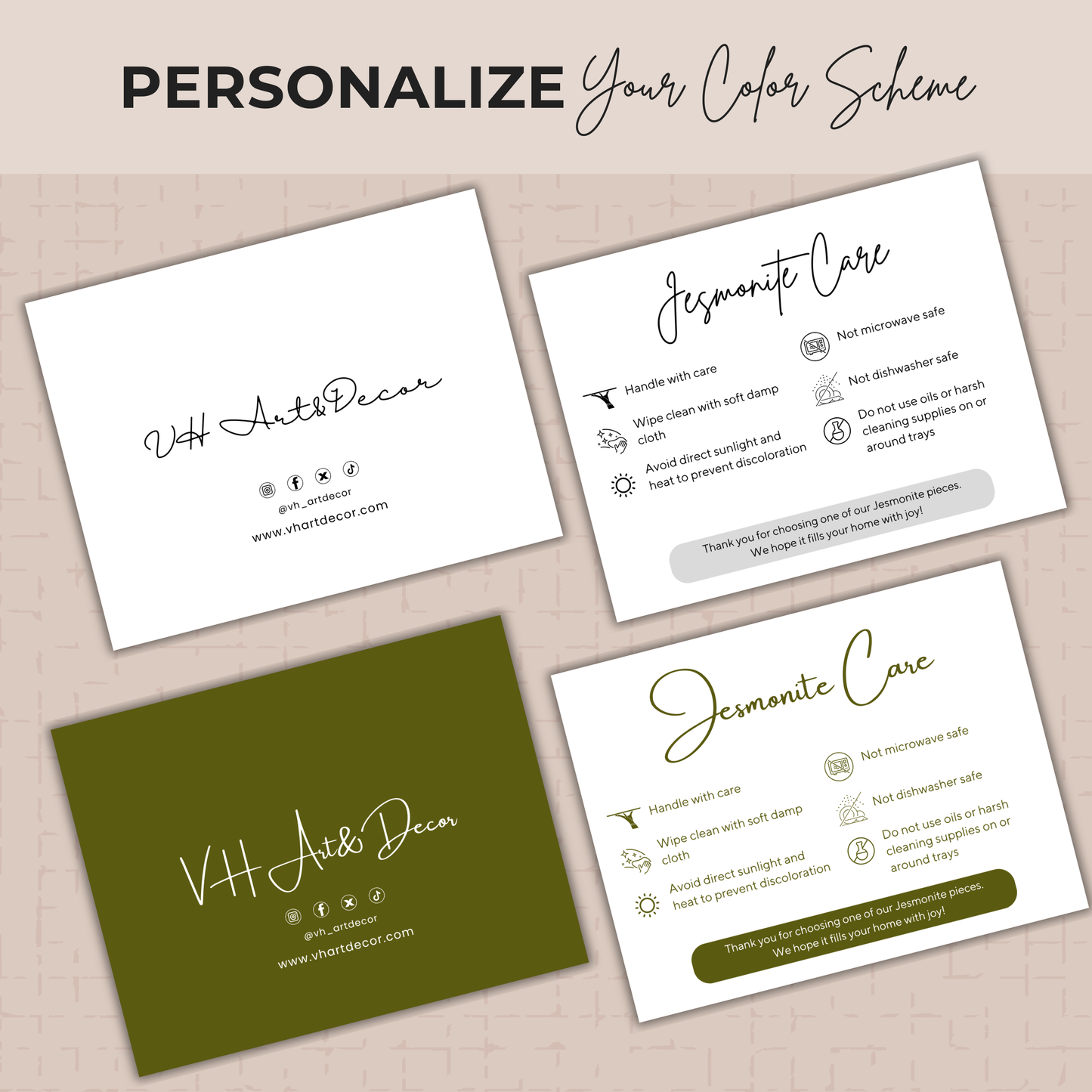 Jesmonite Care Card Template | Canva Template