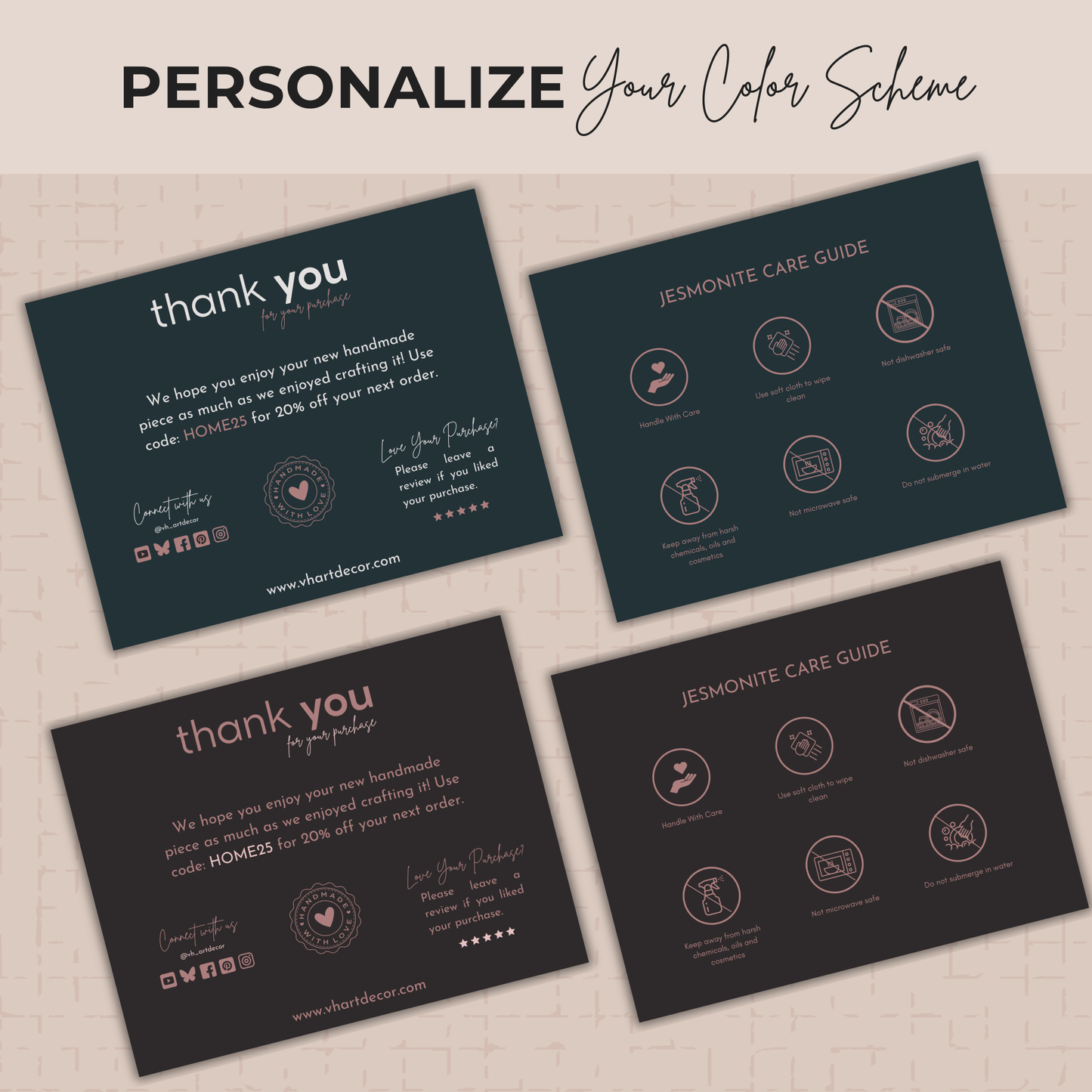 Jesmonite Care Card | Care Card Template | Jesmonite Instructions Card