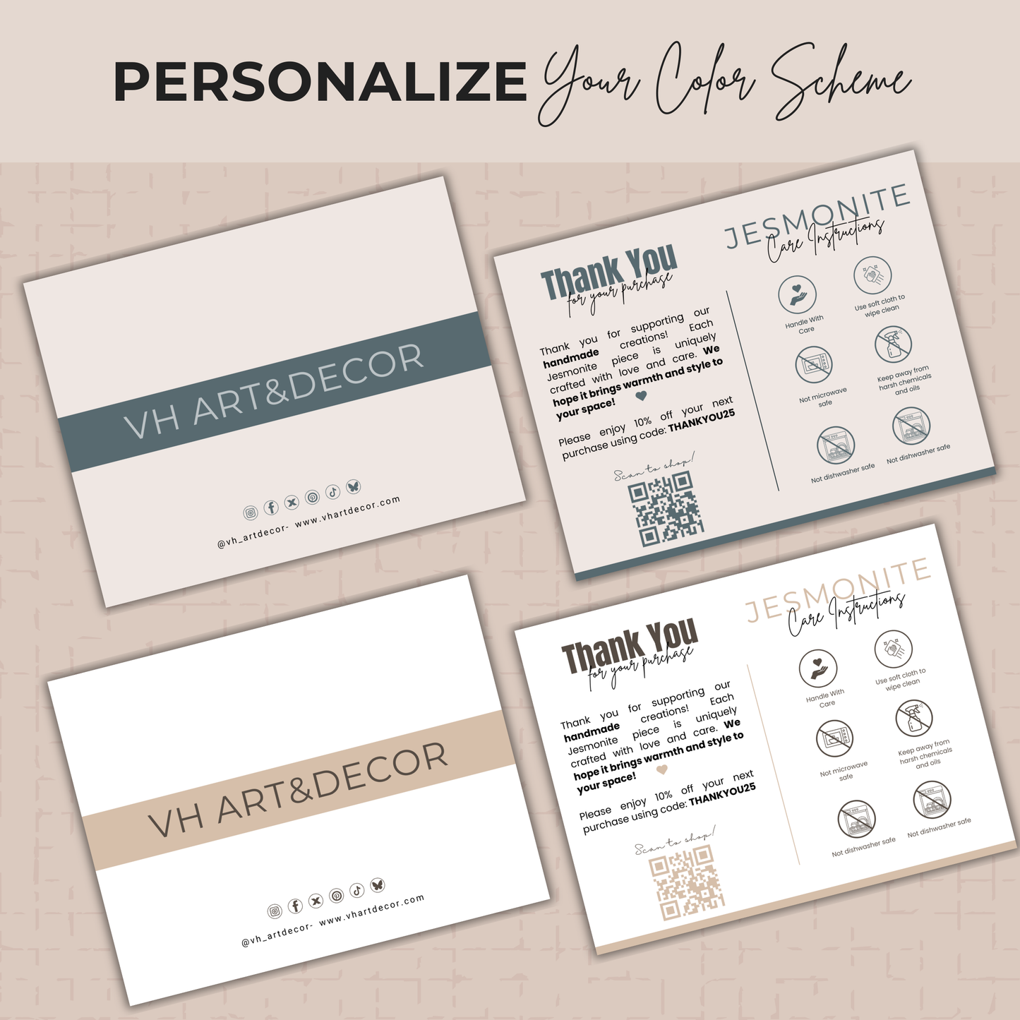 Jesmonite Care Card Template | Canva Template