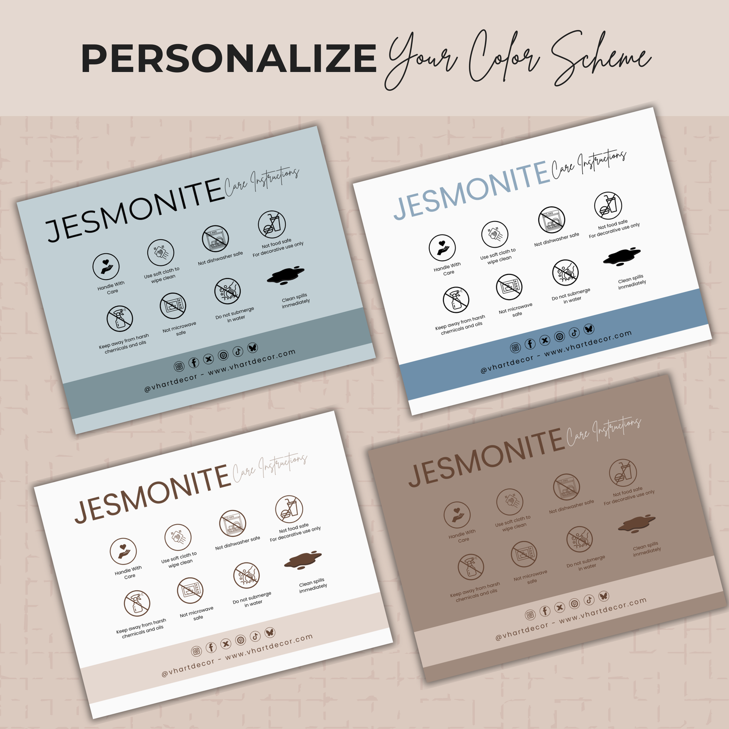 Jesmonite Care Card | Care Card Template | Jesmonite Instructions