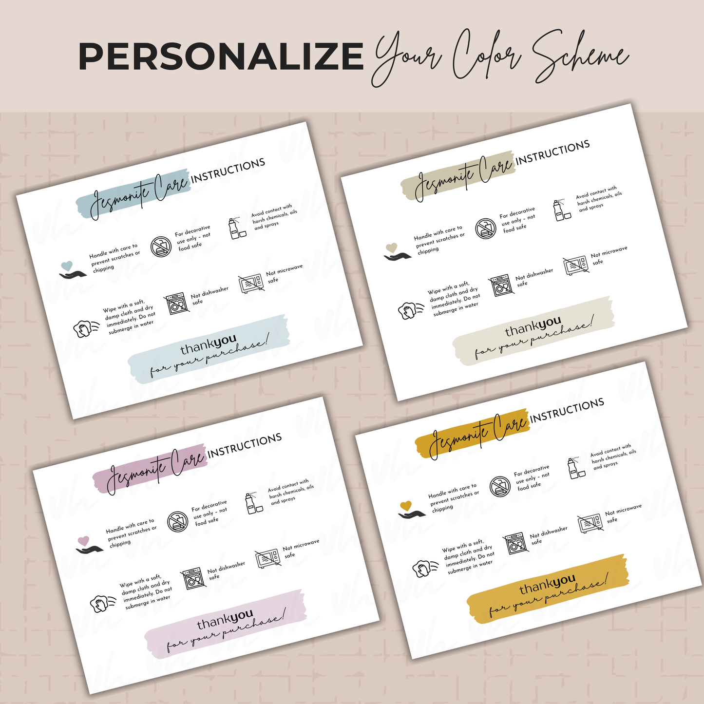 Jesmonite Care Card Template | Thank You | Editable in Canva