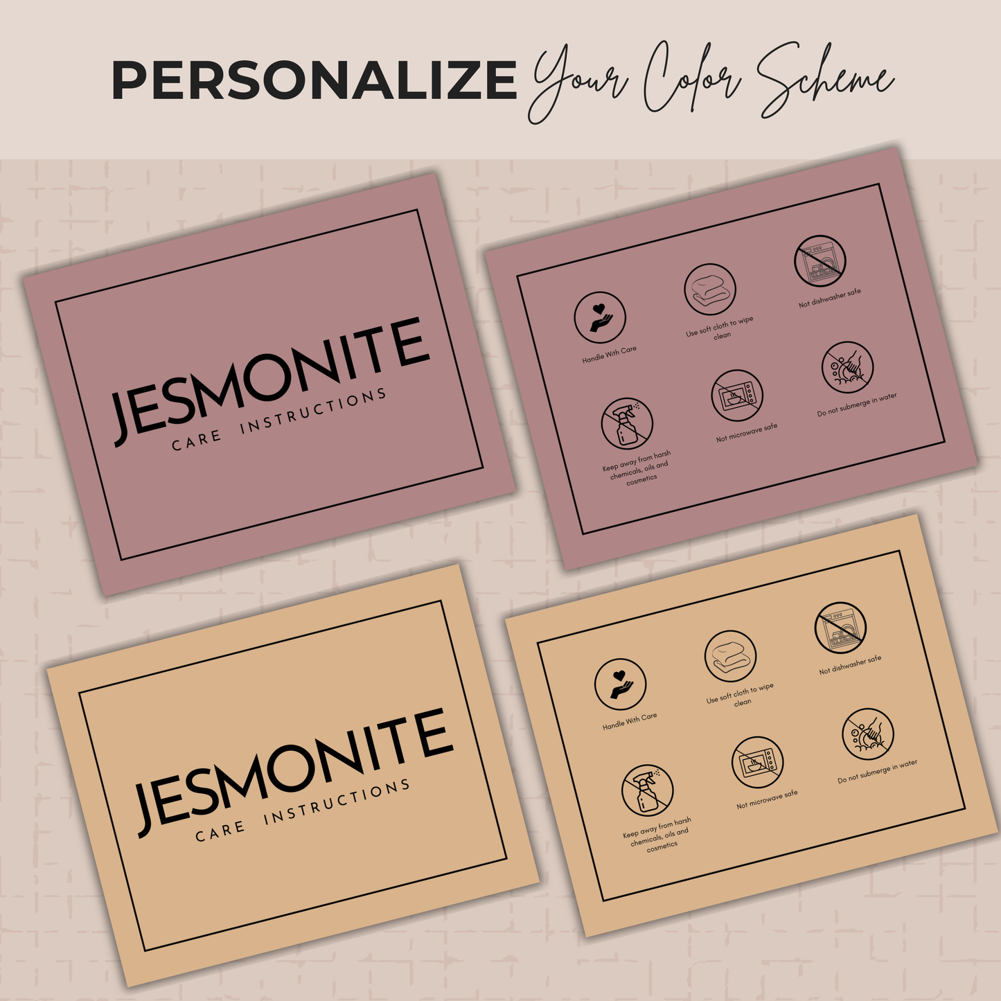 Jesmonite Care Card Template | Jesmonite Instructions | Canva Template
