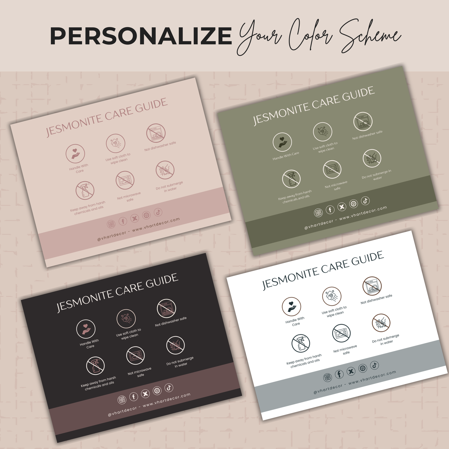 Jesmonite Care Card | Care Card Template | Jesmonite Instructions