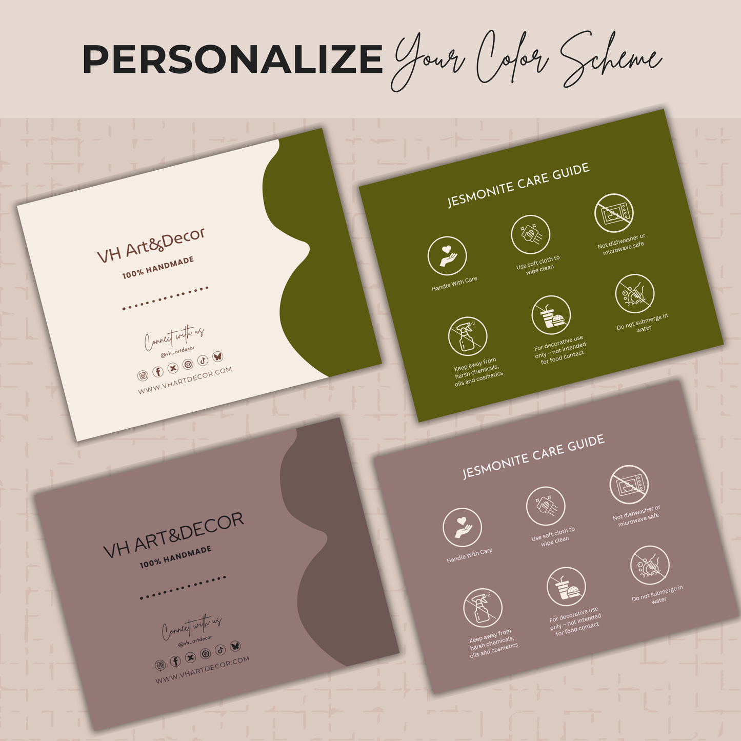 Jesmonite Care Card | Care Card Template | Jesmonite Instructions