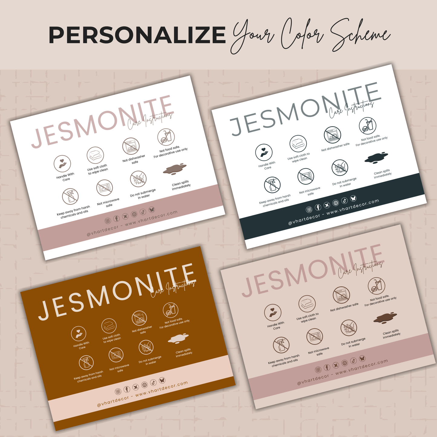 Jesmonite Care Card | Care Card Template | Jesmonite Instructions