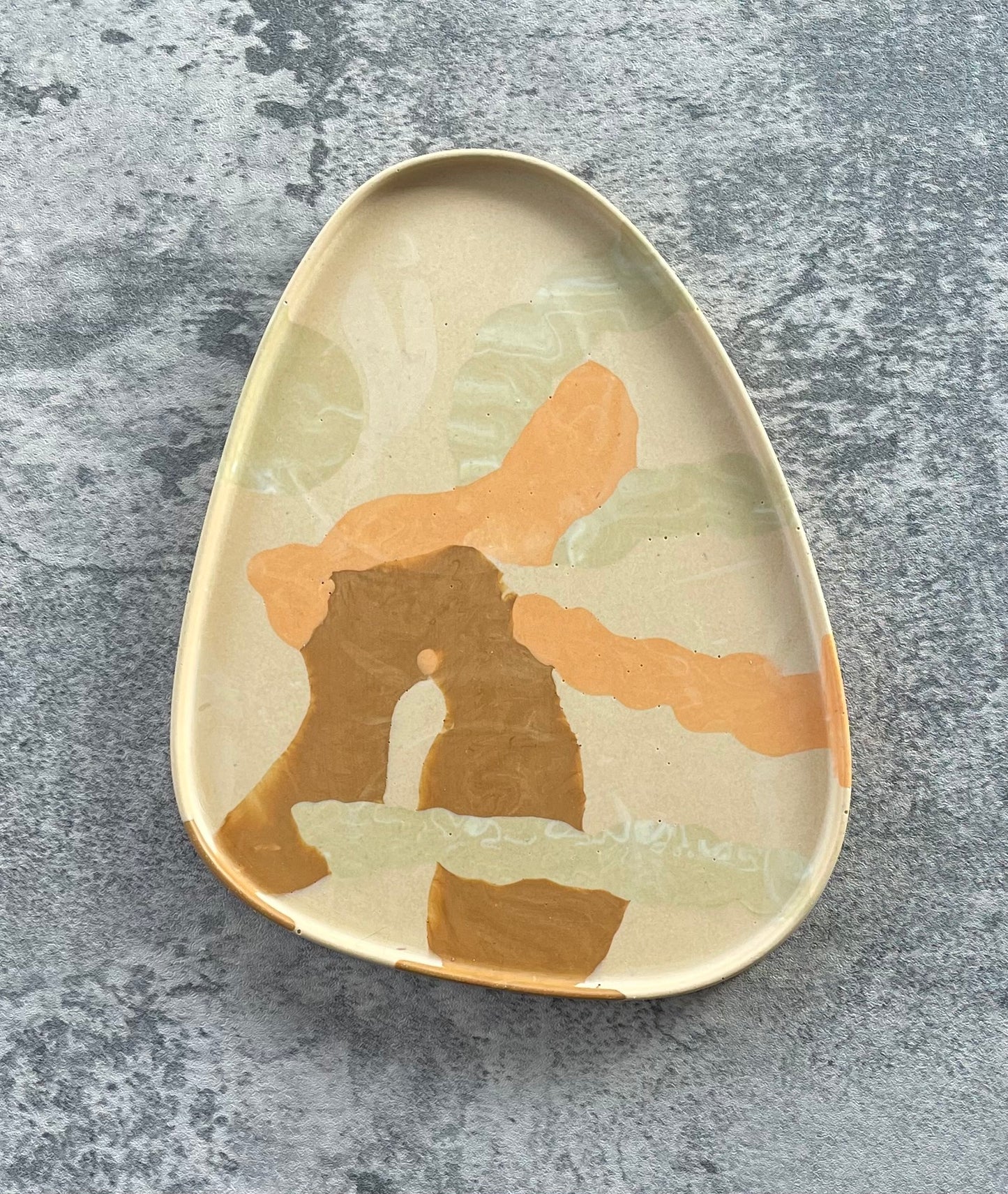 Large Triangle Tray | Tan + Orange + Green