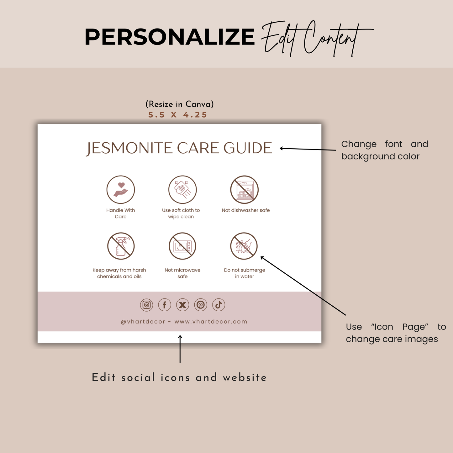 Jesmonite Care Card | Care Card Template | Jesmonite Instructions