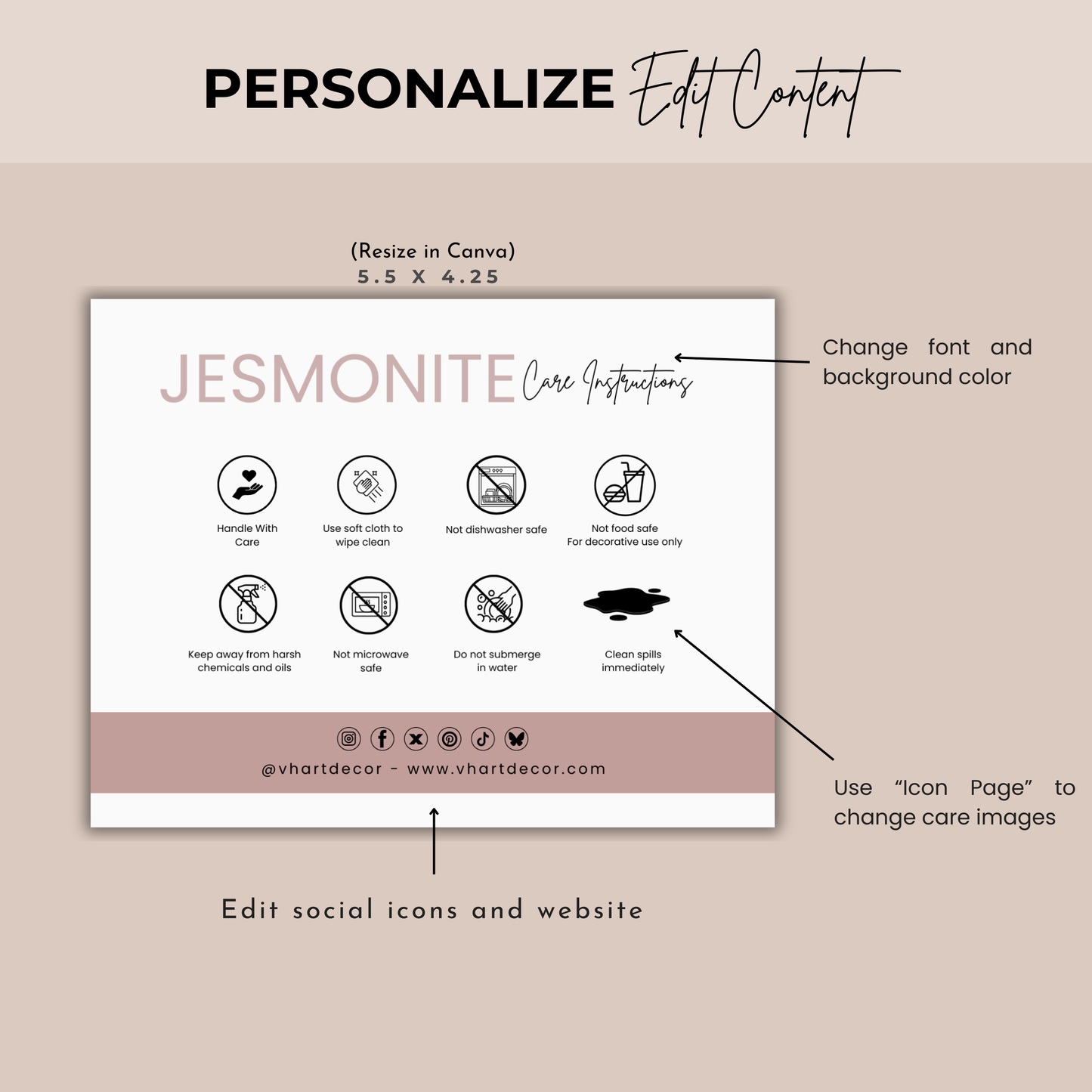 Jesmonite Care Card | Care Card Template | Jesmonite Instructions