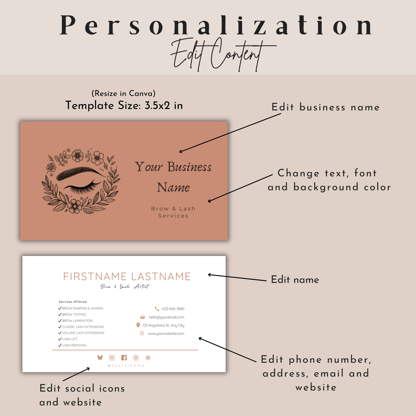 Modern Business Card Template | Lash/Eyebrow Artist
