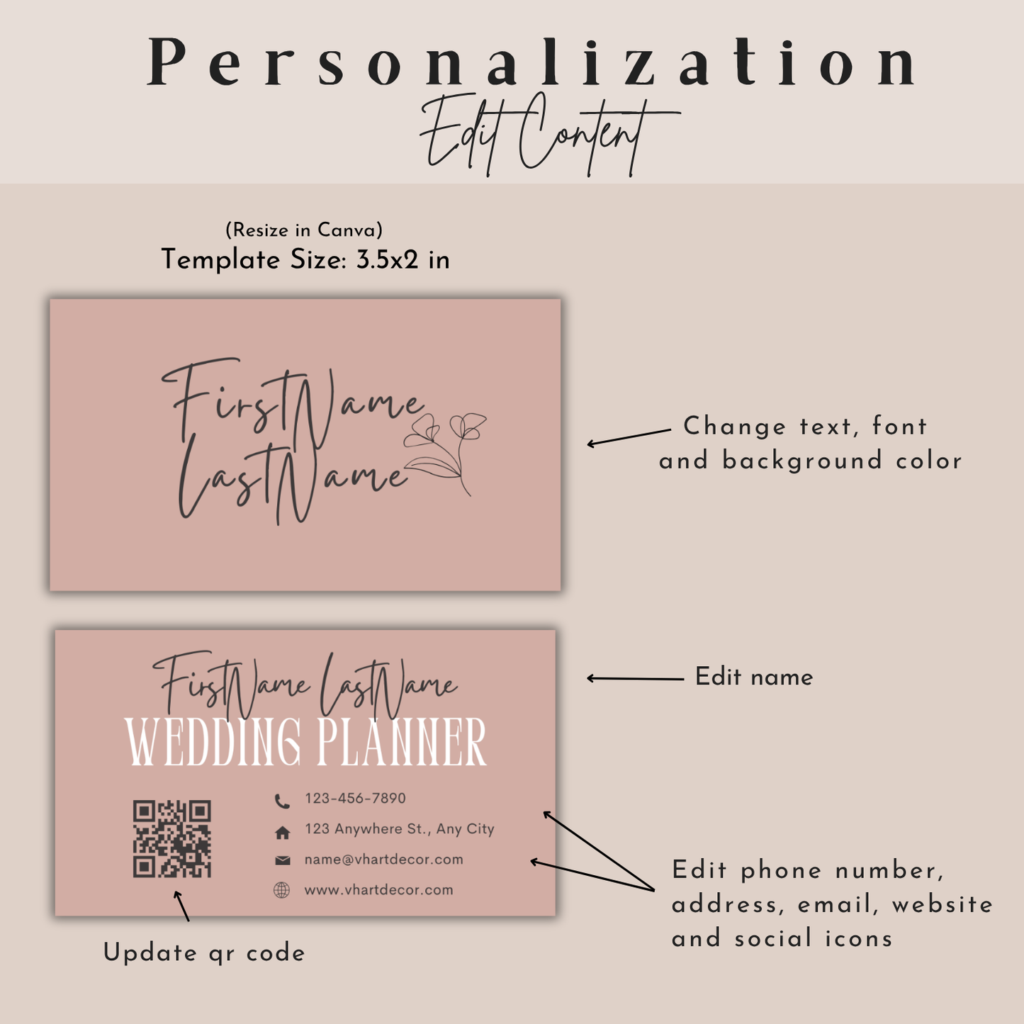 Wedding Planner Business Card | Canva Template