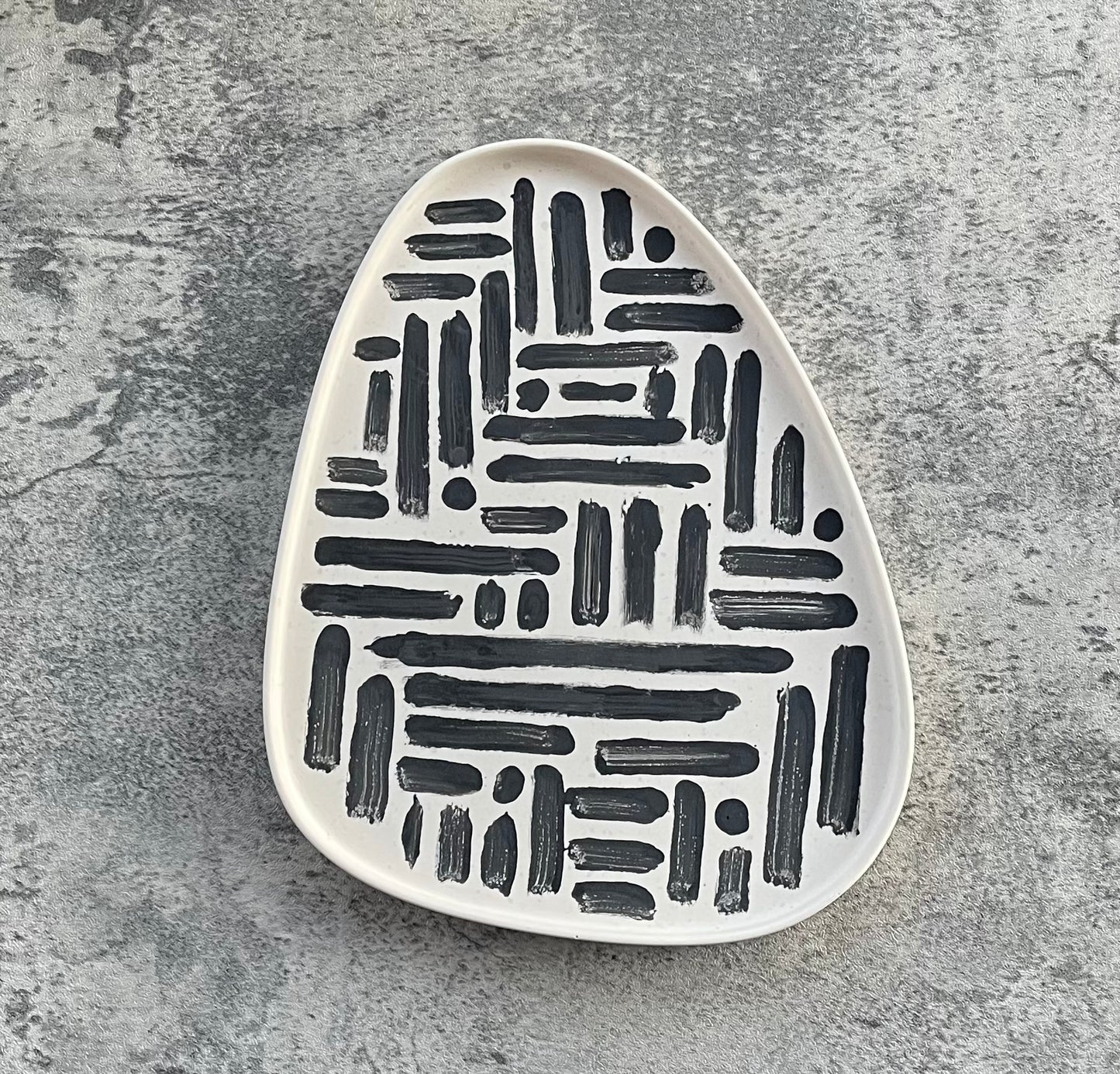 Large Triangle Tray | Black + White Abstract