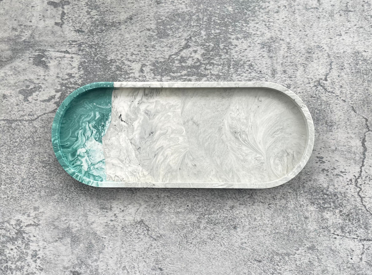 Large Oval Tray | Grey & Green
