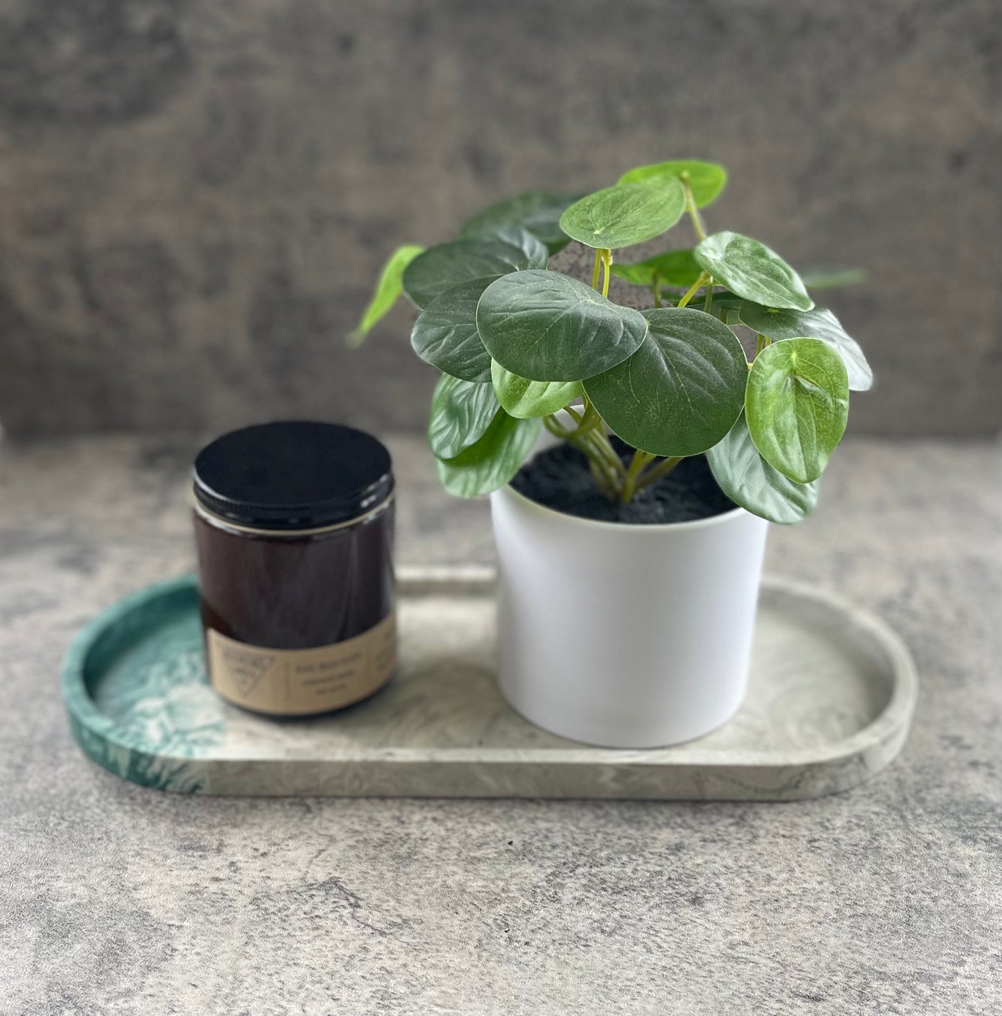 Large Oval Tray | Grey & Green