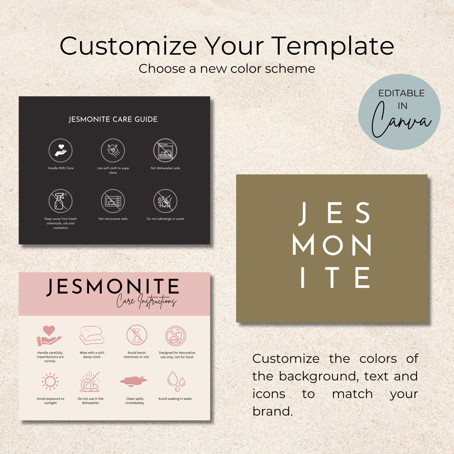 Jesmonite Care Card | Care Card Template | Jesmonite Instructions