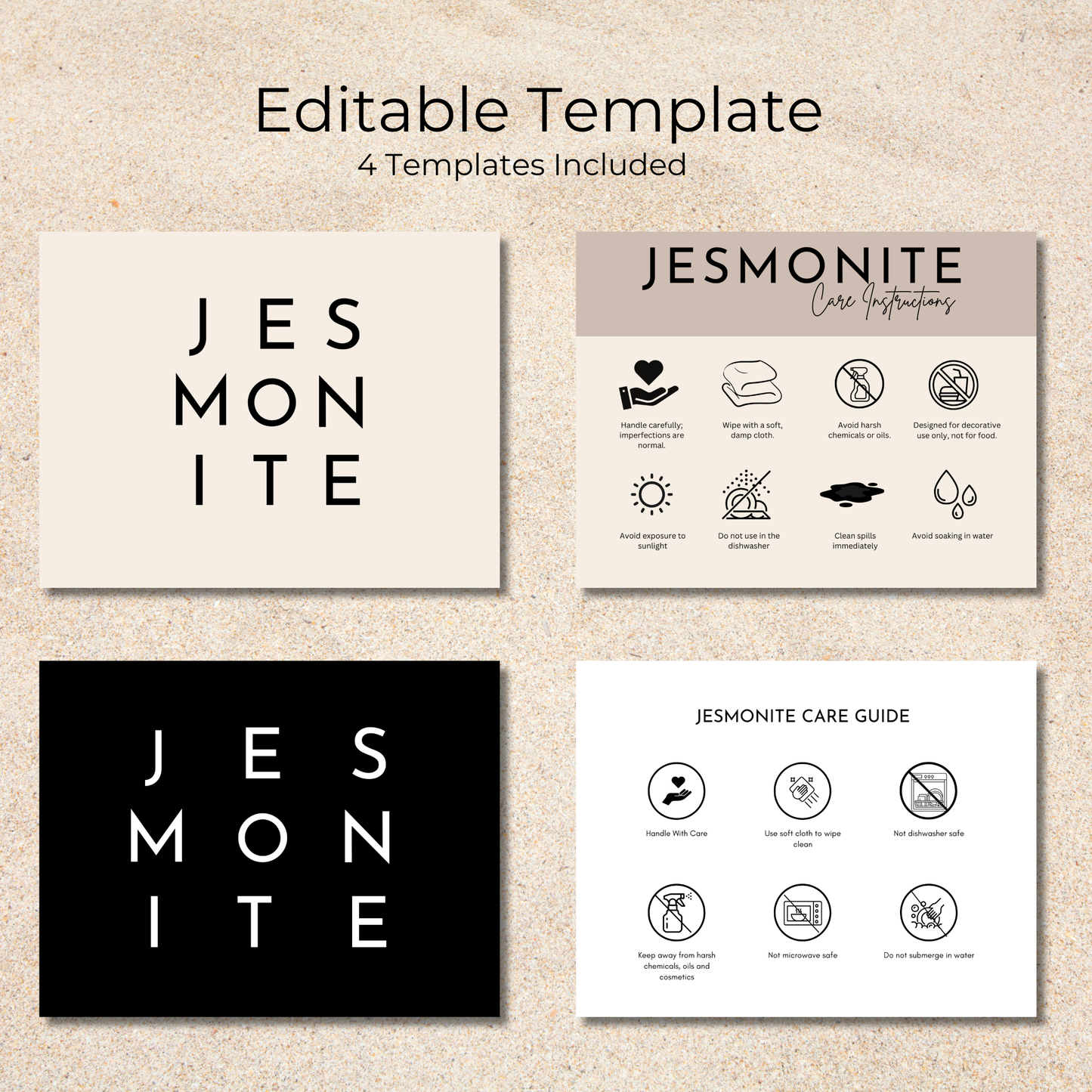 Jesmonite Care Card | Care Card Template | Jesmonite Instructions