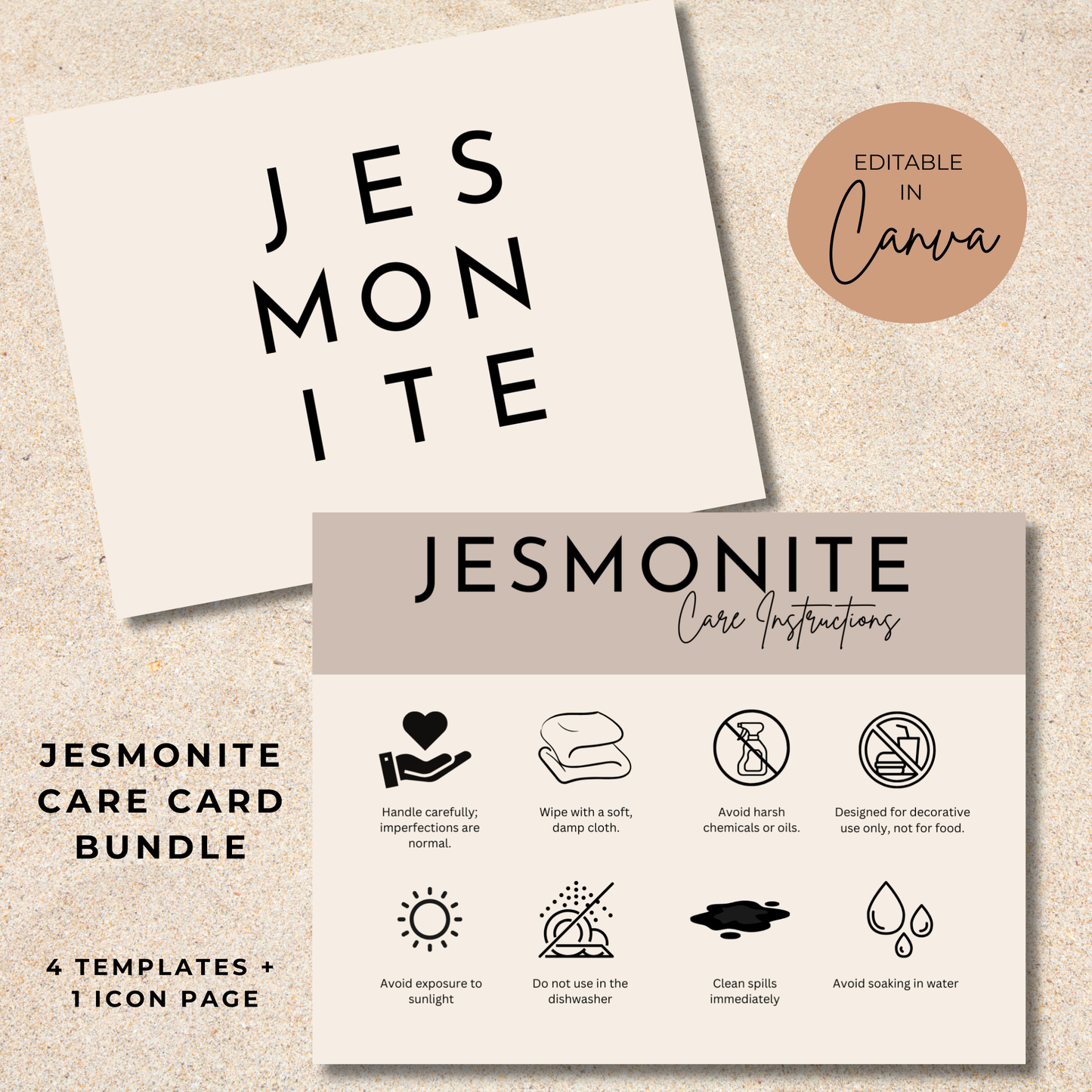 Jesmonite Care Card | Care Card Template | Jesmonite Instructions