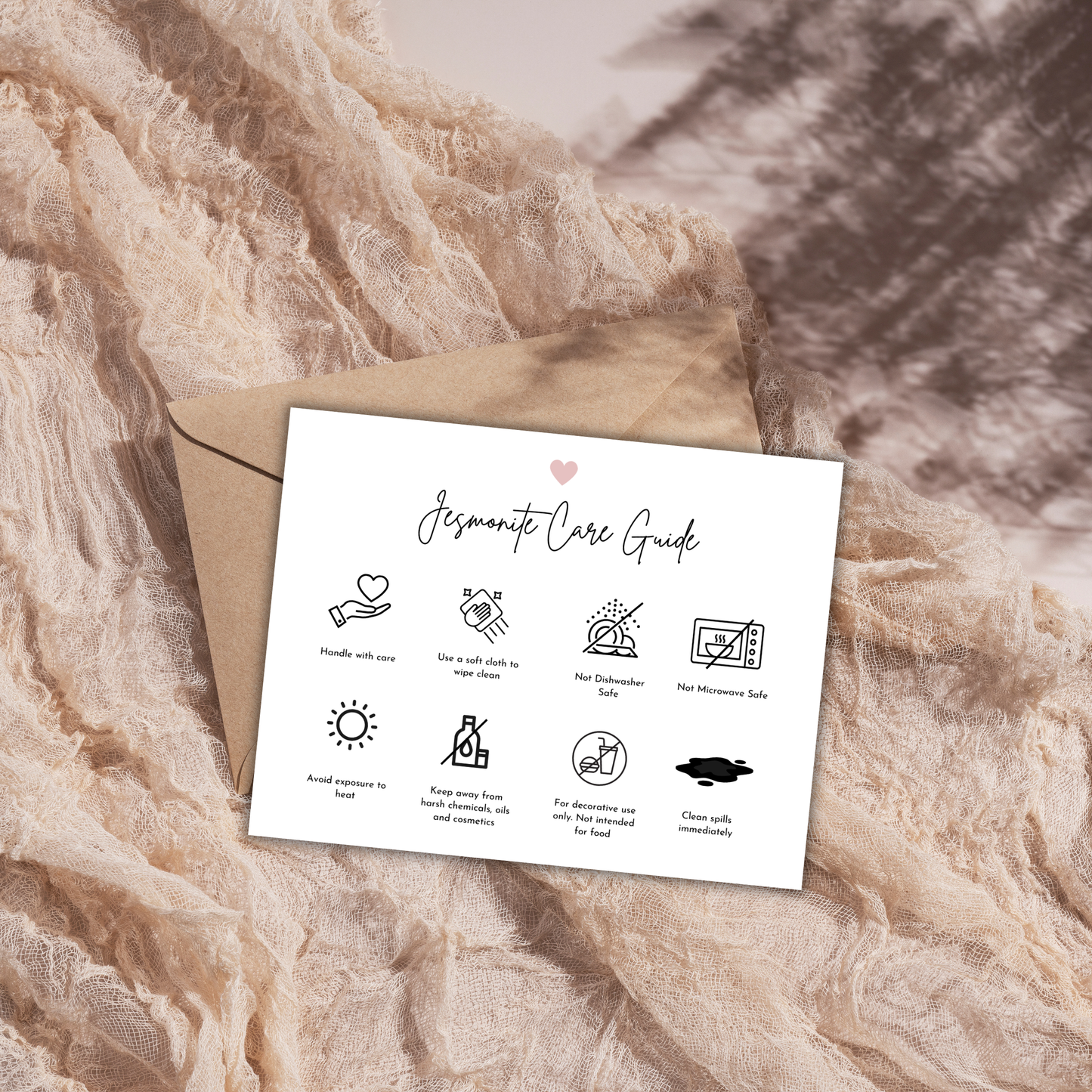 Jesmonite Care Card Template | Editable in Canva