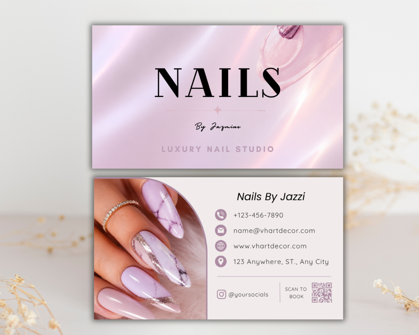 Nail Business Card Template | Editable Canva Business Card