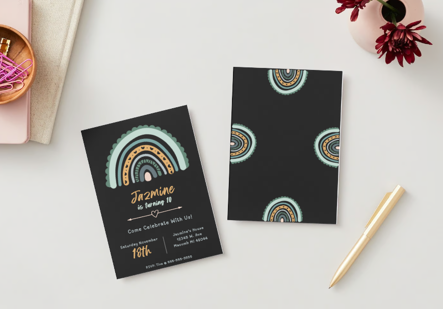 Boho Rainbow Party Invite | Canva