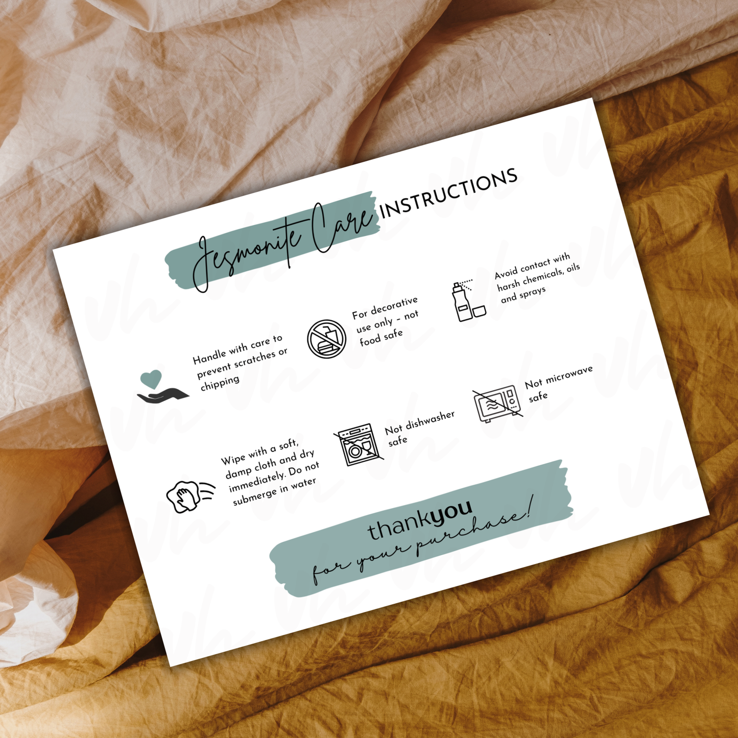 Jesmonite Care Card - PNG | Instant Download