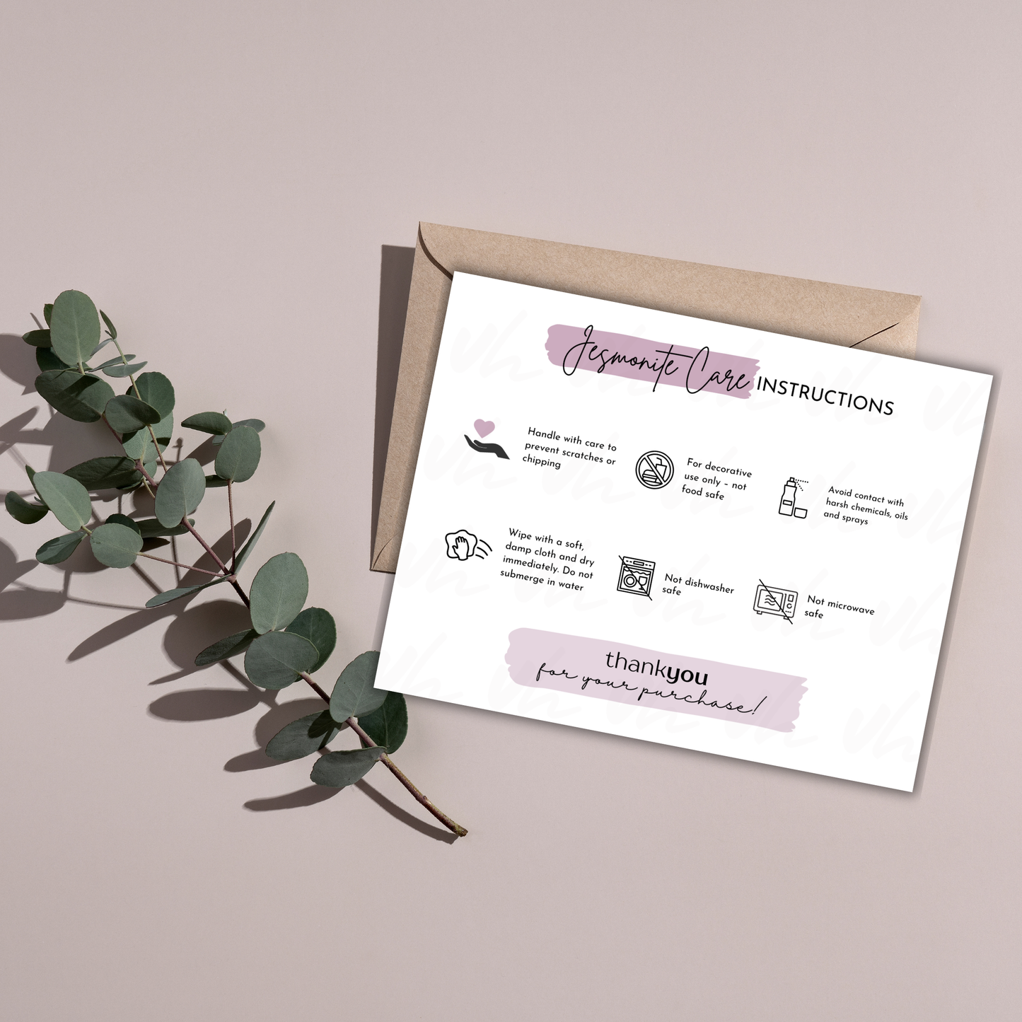 Jesmonite Care Card - PNG | Instant Download