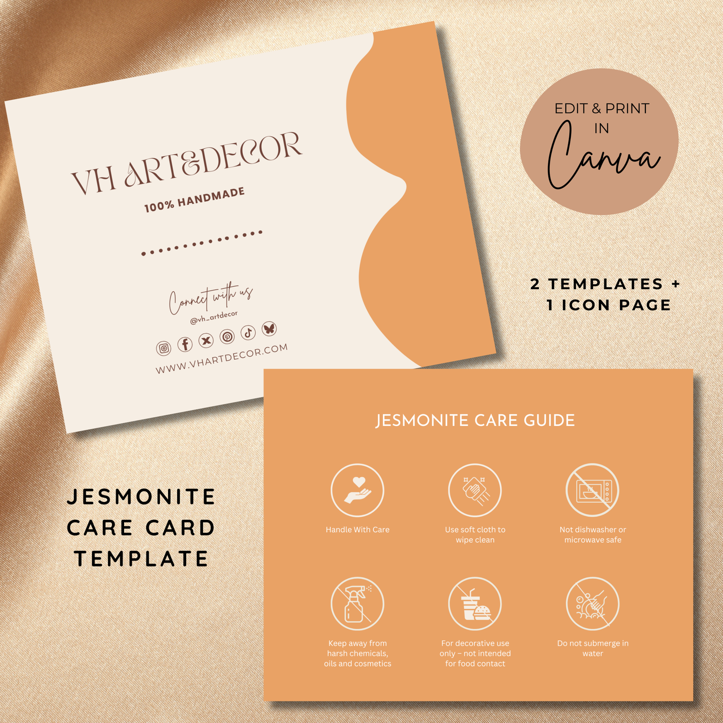 Jesmonite Care Card | Care Card Template | Jesmonite Instructions
