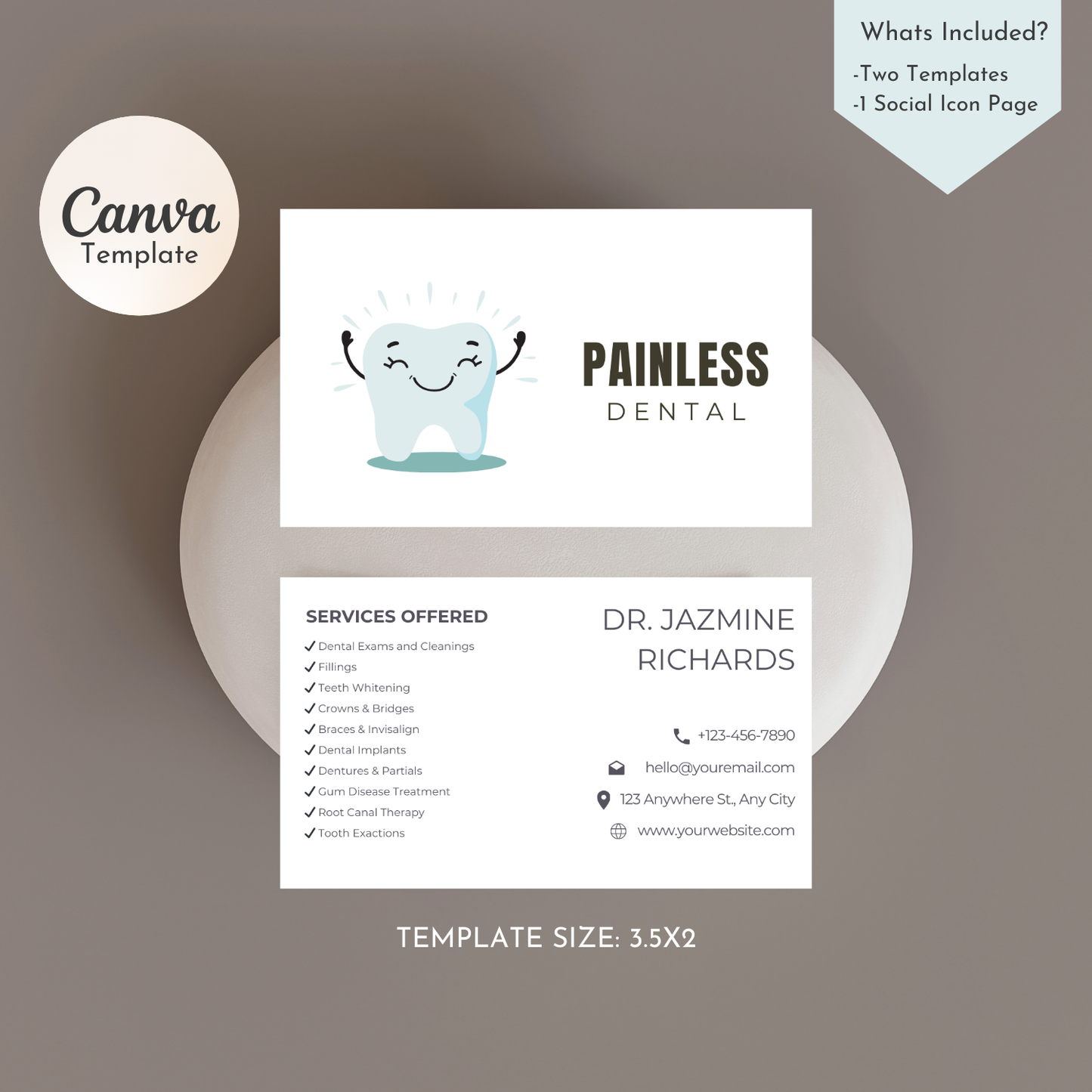 Editable Dental Business Card Template | Canva Template