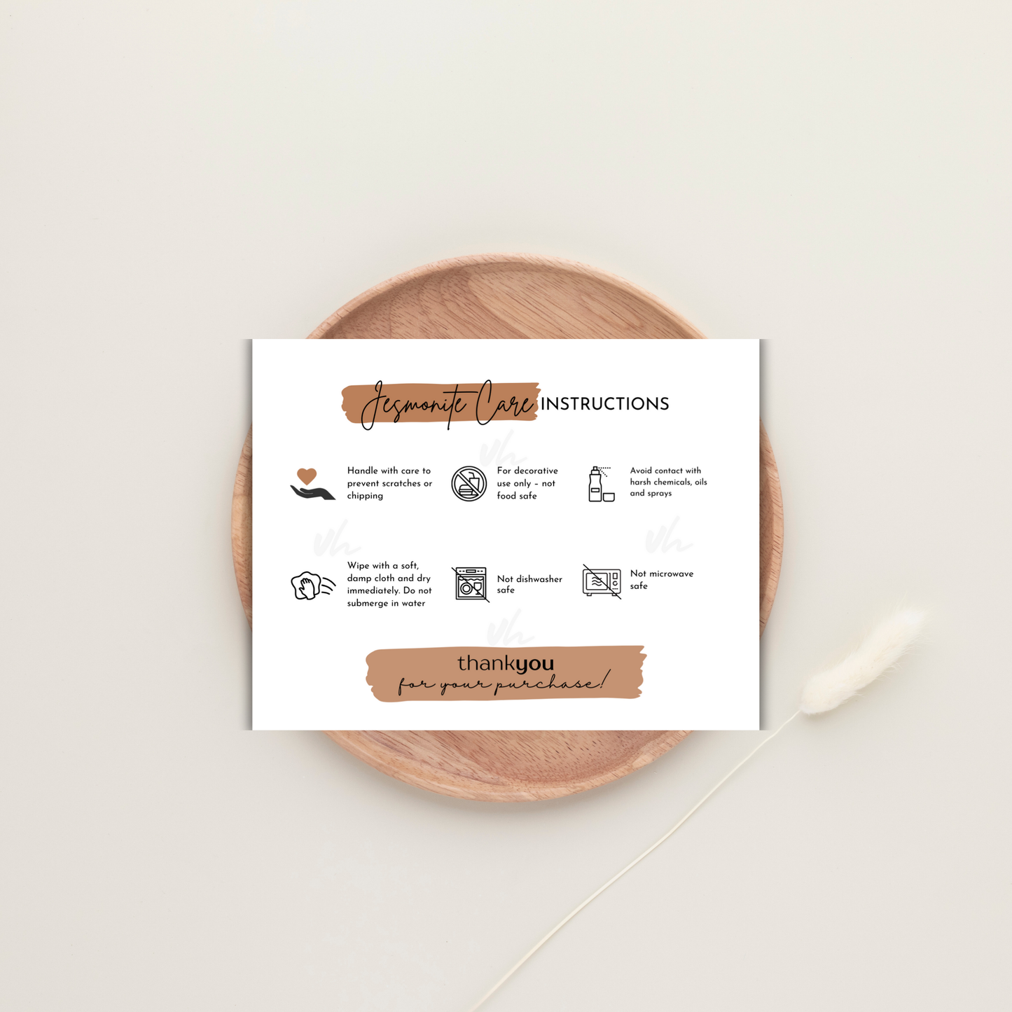 Jesmonite Care Card | PNG Instant Download