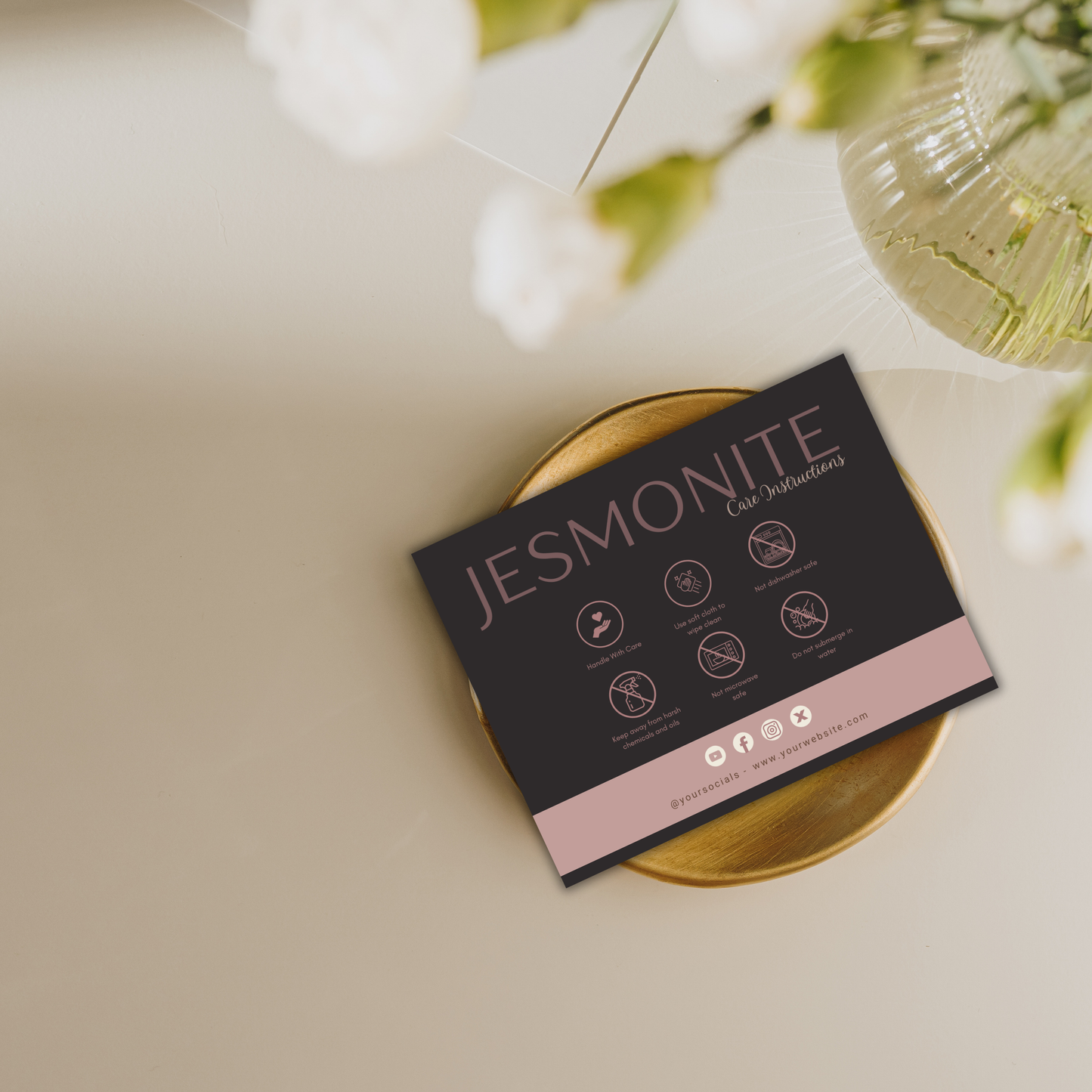 Jesmonite Care Card | Care Card Template | Jesmonite Instructions