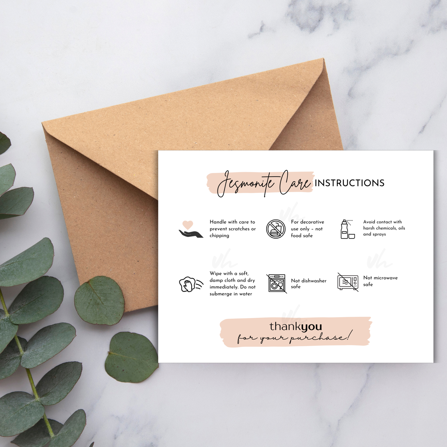 Jesmonite Care Card | PNG Instant Download