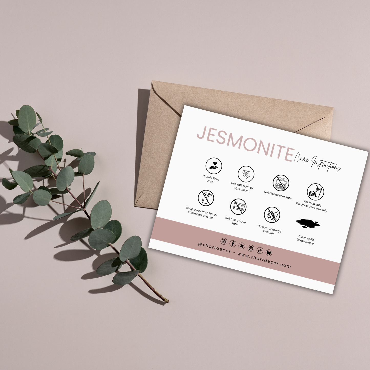 Jesmonite Care Card | Care Card Template | Jesmonite Instructions