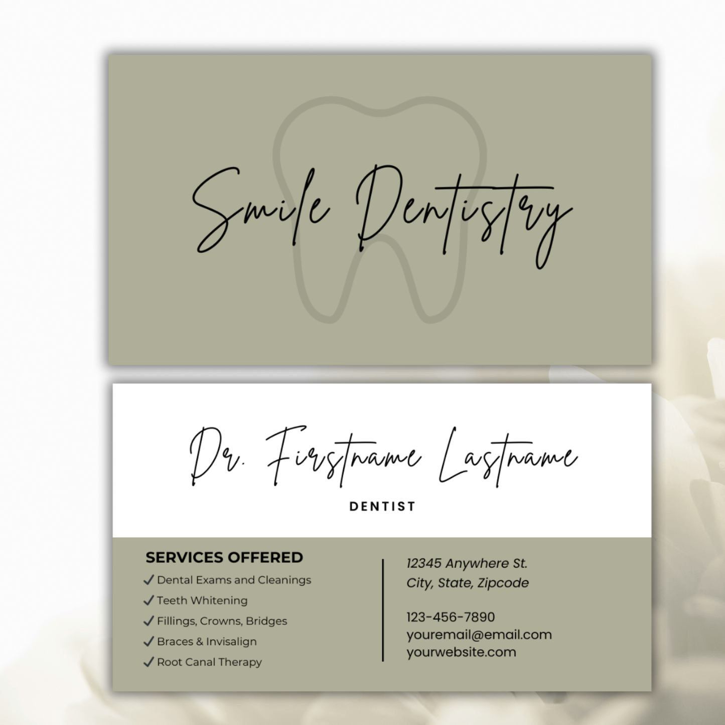 Editable Dental Business Card Template | Canva Template
