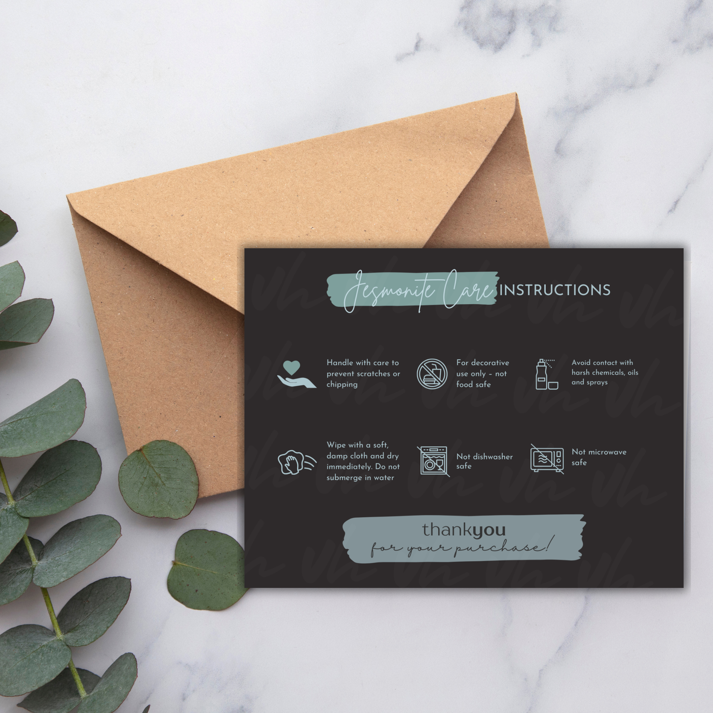 Jesmonite Care Card - PNG | Instant Download