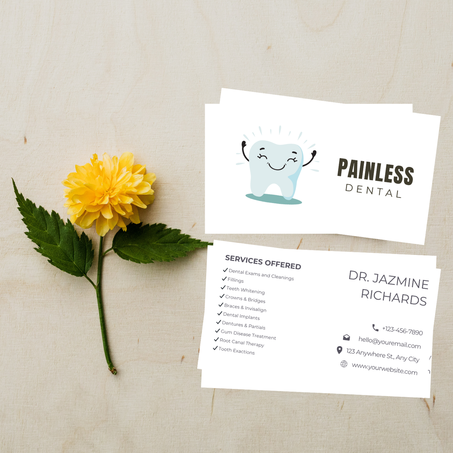 Editable Dental Business Card Template | Canva Template